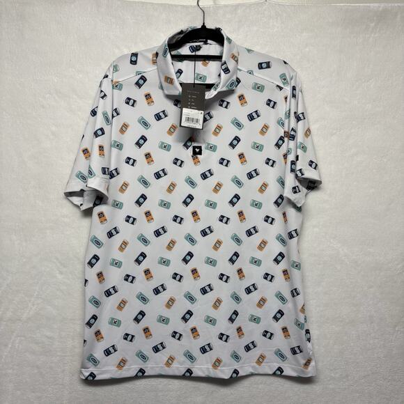 Bad Birdie Core Short Sleeve White Golf Polo “Crushable” Beer Can Men's Size XL - Picture 8 of 9